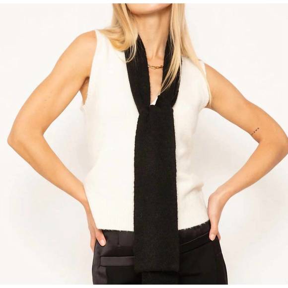 NEW CENTRAL PARK WEST cece neck tie sweater in white